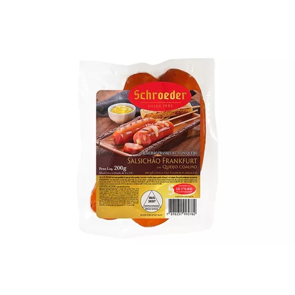 Encontraproduto.com.br - Salsichão Schroeder Frankfurt Queijo Coalho 200g
