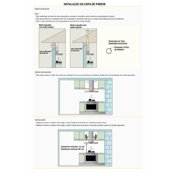 Encontraproduto.com.br - Coifa De Parede 90cm Retangular Duto Slim Inox 110v