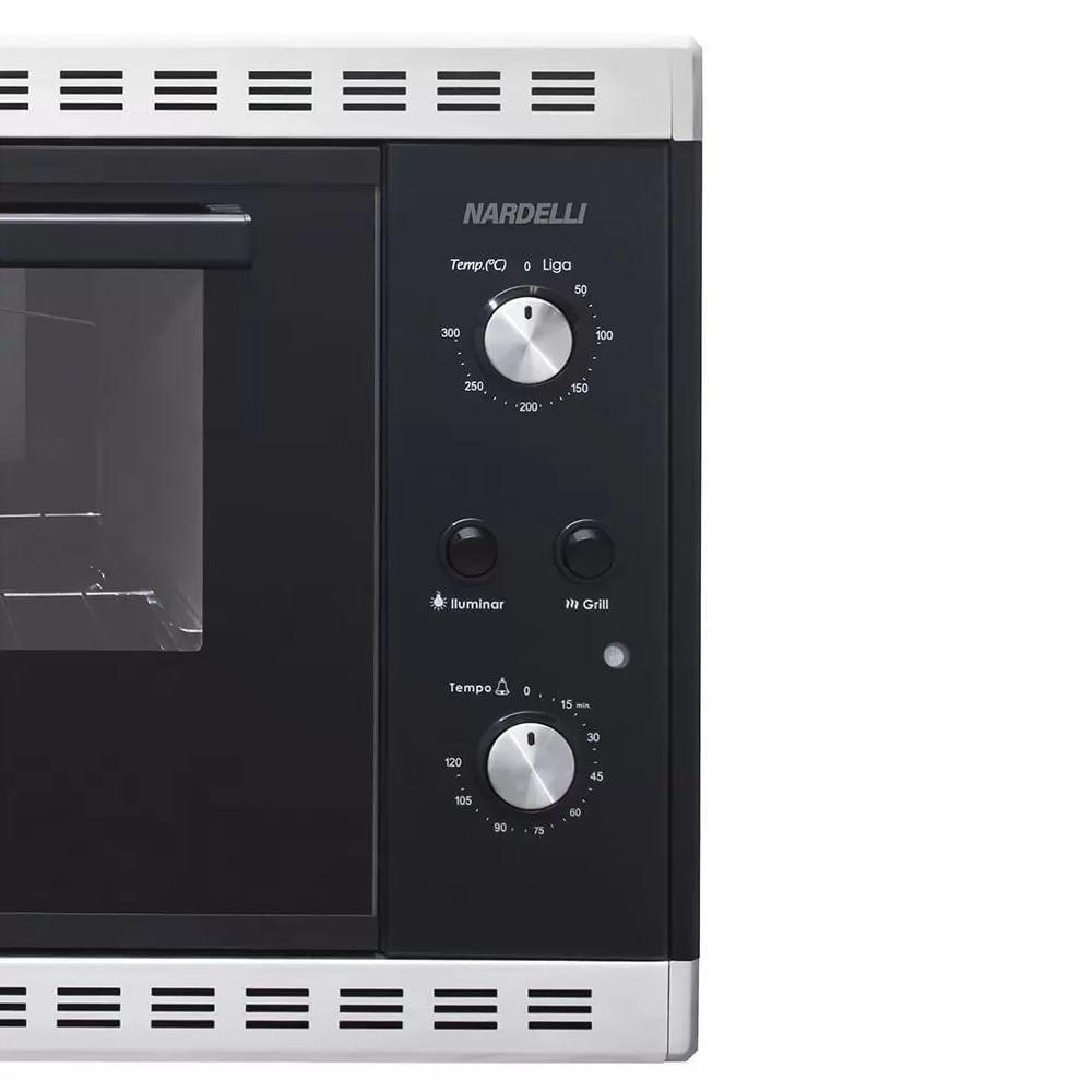 Encontraproduto.com.br - Forno Elétrico Nardelli TESI45 45L 1700W com Função Dourar Preto/Inox