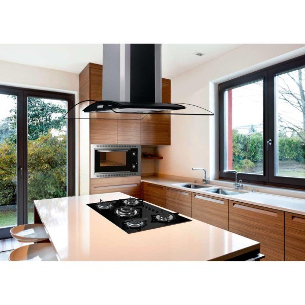 Encontraproduto.com.br - Coifa de Ilha CVC Nardelli Vidro Curvo Black 90cm 50014430