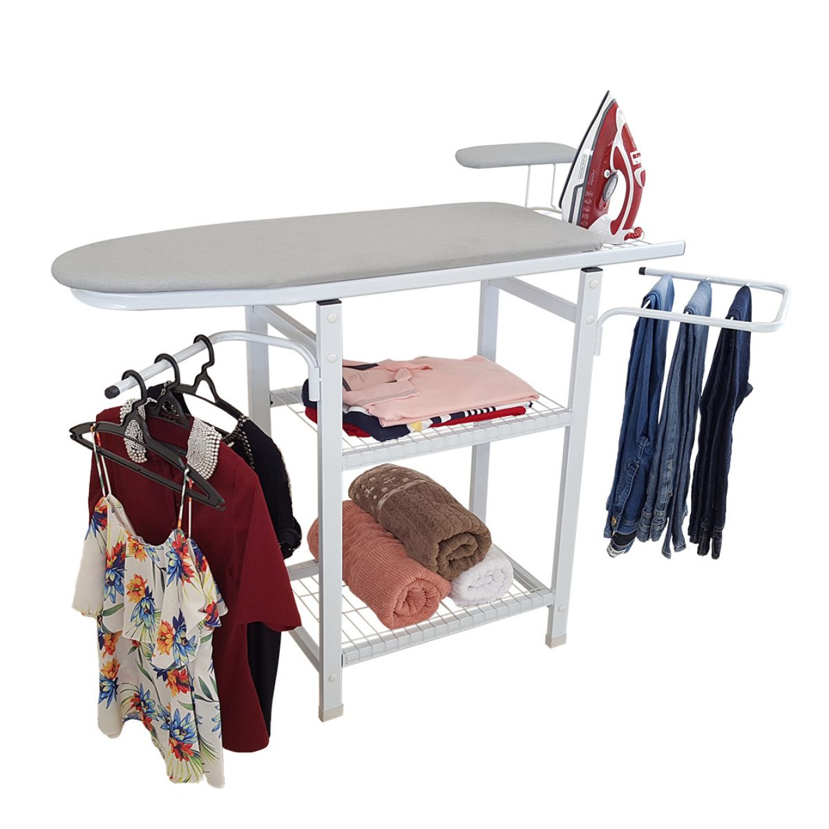 Encontraproduto.com.br - Tábua De Passar Roupa Multiuso Com Tecido Térmico Branco Utilaço