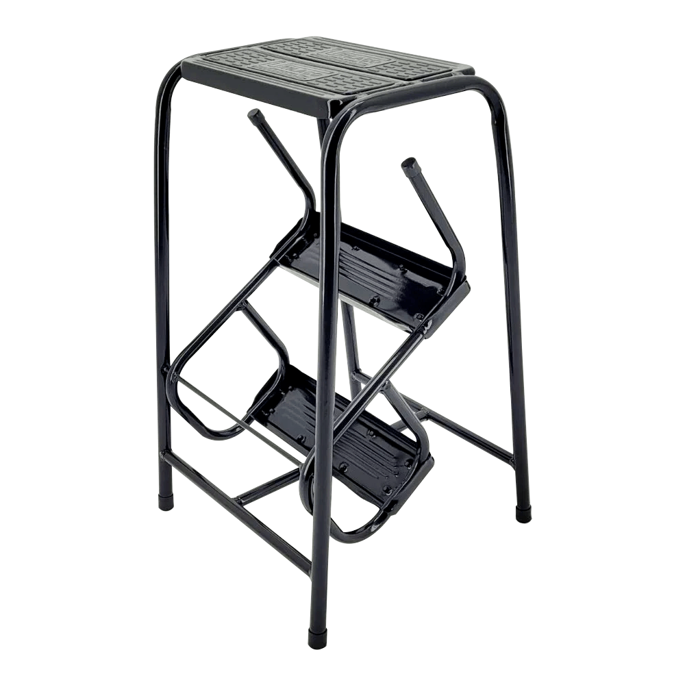 Banqueta Escada Dobrável De Aço Udm-0400 Preto Utilaço