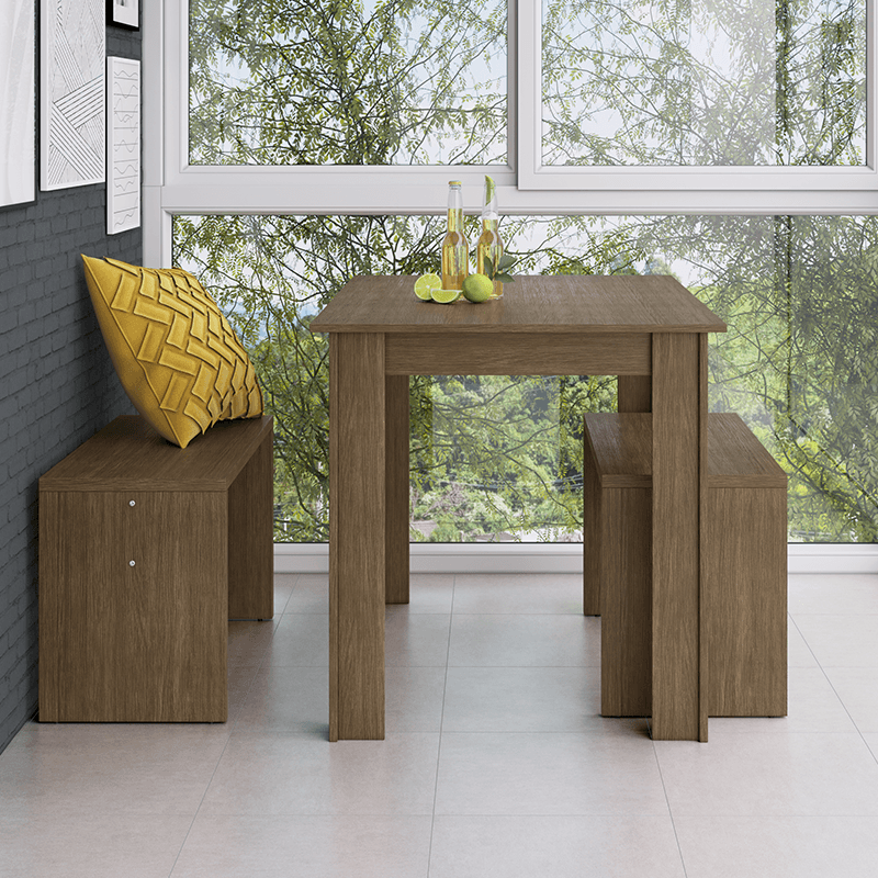 Encontraproduto.com.br - Conjunto Mesa Fixa 2 Bancos de 2 Lugares Móveis Canção