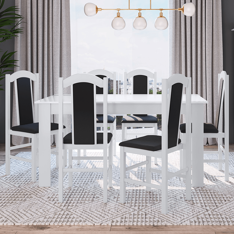Encontraproduto.com.br - Conjunto Mesa de Jantar Clássica 6 Cadeiras Estofadas Móveis Canção
