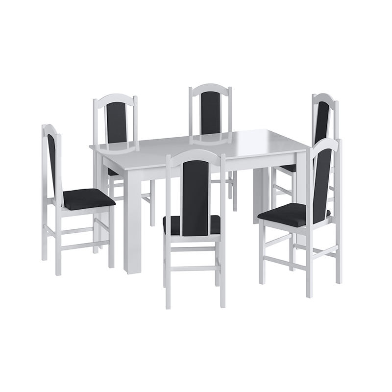 Encontraproduto.com.br - Conjunto Mesa de Jantar Clássica 6 Cadeiras Estofadas Móveis Canção