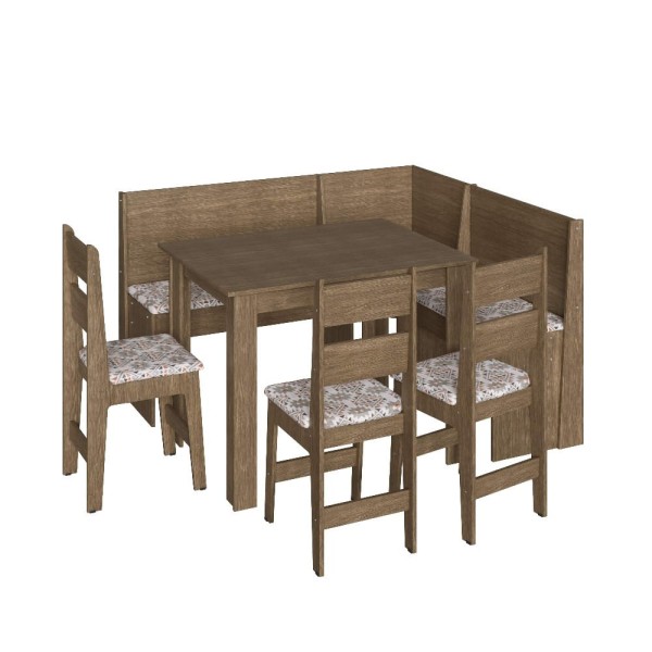 Encontraproduto.com.br - Conjunto Completo Canto Alemão Com Estofado Cadeiras Móveis Canção