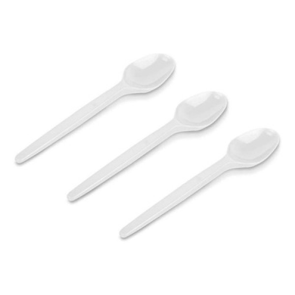 Encontraproduto.com.br - Colher Sobremesa Branca c/50 - Plastilânia
