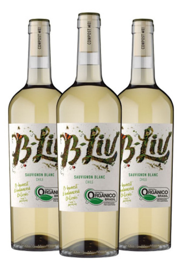 Kit Vinho Branco B-Liv Orgânico Sauvignon Blanc 750ml 03 Unidades