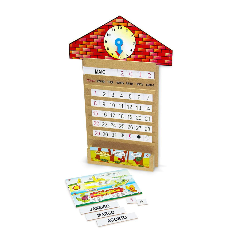 Encontraproduto.com.br - Calendário Relógio Brinquedo Educativo Pedagógico - 1060 - CARLU BRINQUEDOS