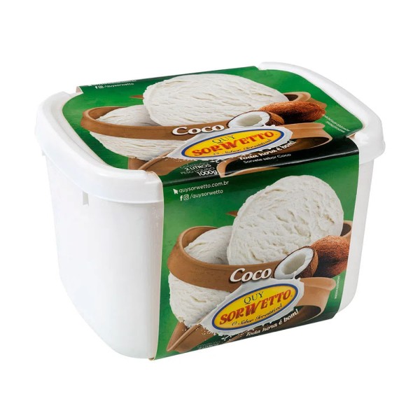 Encontraproduto.com.br - Sorvete Quy Sorwetto Coco Pote com 2L