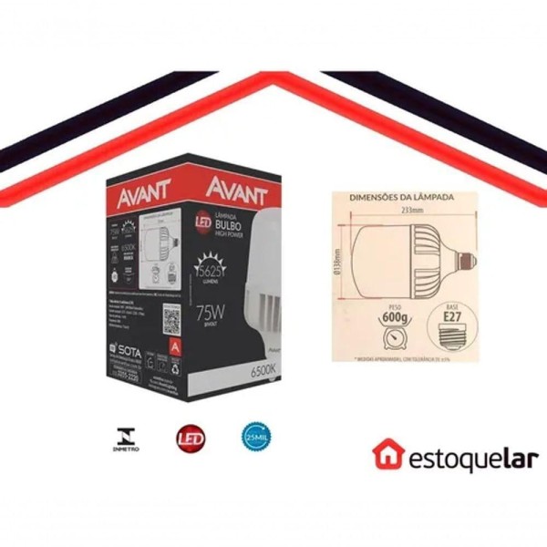 Encontraproduto.com.br - Lâmpada Led Bulbo 75W E27 6500K Avant