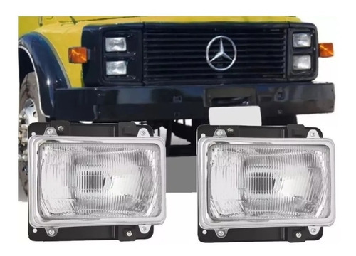 Encontraproduto.com.br - Farol Mb Cara Preta H4 Ld (aro Crom) Fortluz
