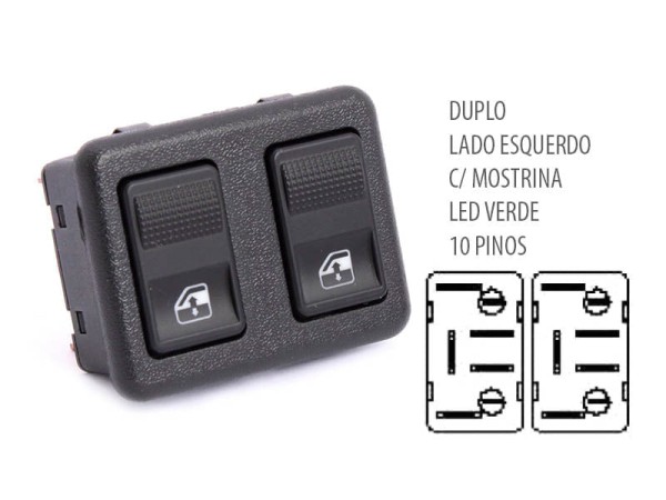 Encontraproduto.com.br - Interruptor vidro gol/parati/saveiro/santana led verde -duplo