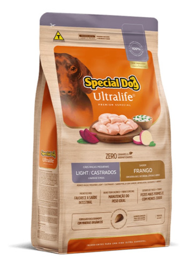 Ração Special Dog Ultralife Light para Cães de Raças Pequenas Castrados Sabor Frango e Arroz - 1Kg