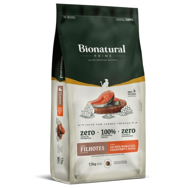 Encontraproduto.com.br - Ração Bionatural Prime Gatos Filhotes Salmão 7,5kg