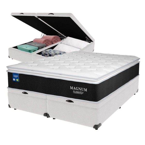 Encontraproduto.com.br - Cama Box King Baú Colchão Magnum Plumatex Chronos 180g D26