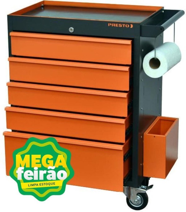 Encontraproduto.com.br - Carro para Ferramentas Profissional 5 Gavetas Presto