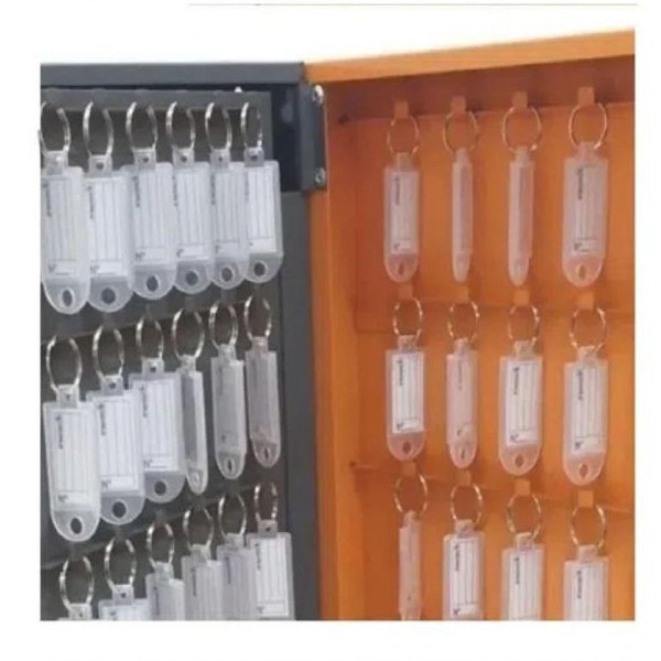 Encontraproduto.com.br - Porta Chaves com 96 Chaveiros Cinza e Laranja Presto