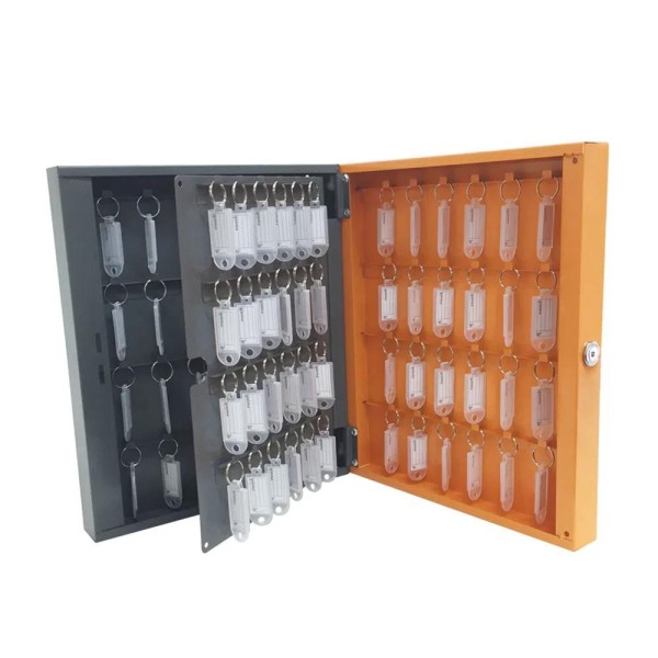 Encontraproduto.com.br - Porta Chaves com 96 Chaveiros Cinza e Laranja Presto