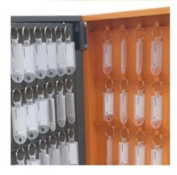 Encontraproduto.com.br - Porta Chaves com 96 Chaveiros Cinza e Laranja Presto