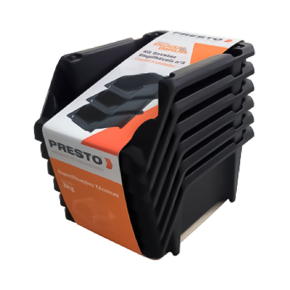 Encontraproduto.com.br - Kit com 6 Gavetas Presto Nº3 Preta Sistema Encaixa