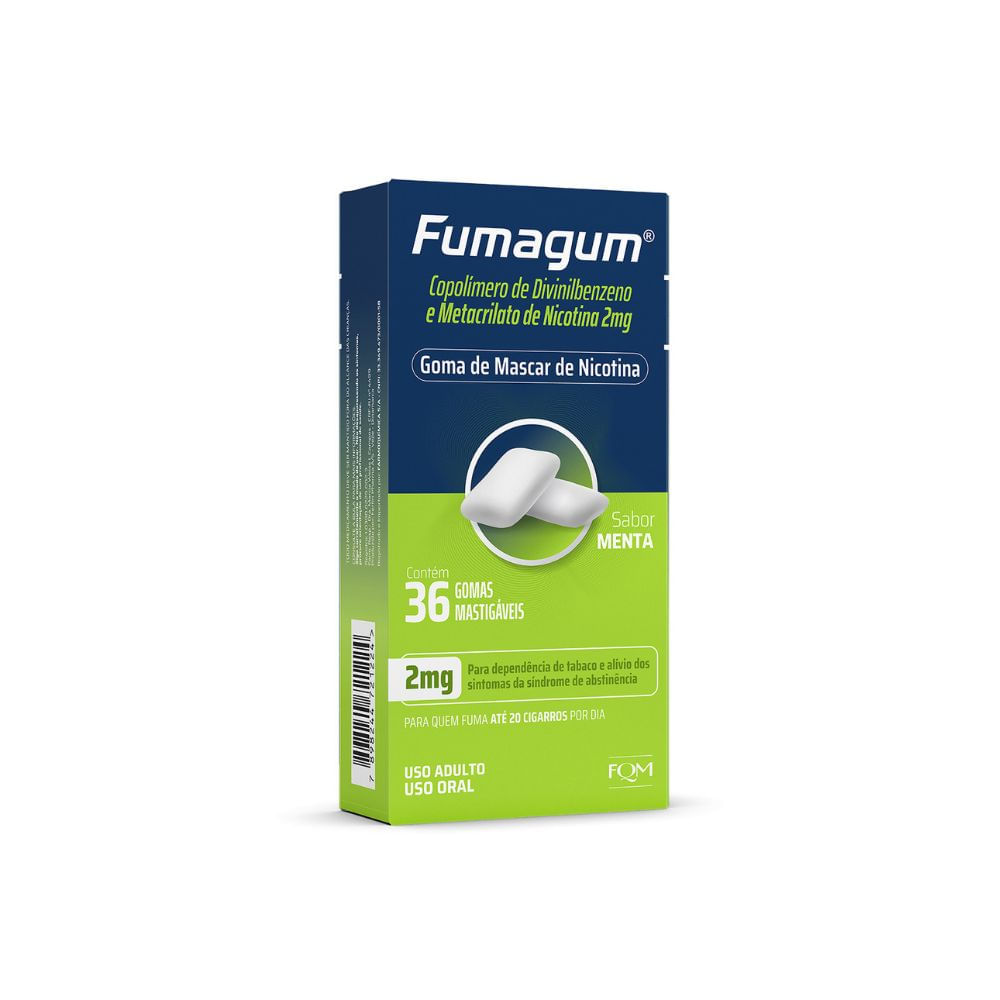 Encontraproduto.com.br - Goma Mastigável de Nicotina Fumagum 2mg Sabor Menta 36 gomas