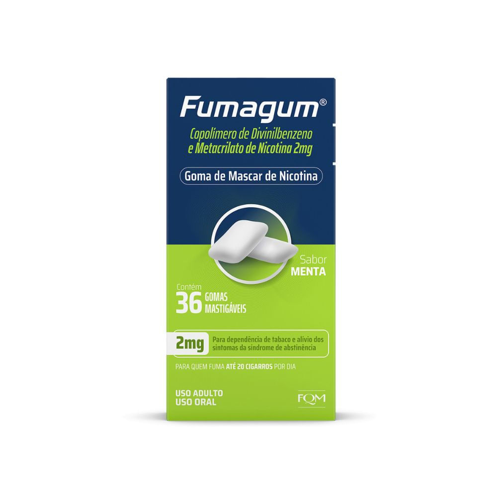 Encontraproduto.com.br - Goma Mastigável de Nicotina Fumagum 2mg Sabor Menta 36 gomas