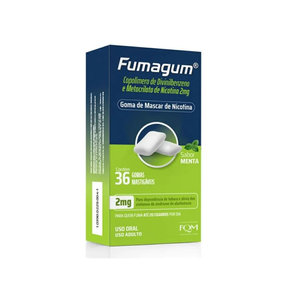Encontraproduto.com.br - Goma Mastigável de Nicotina Fumagum 2mg Sabor Menta 36 gomas