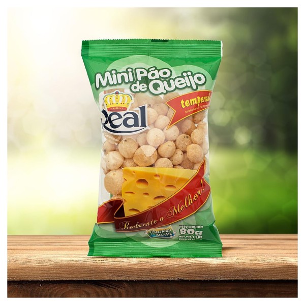 Encontraproduto.com.br - Mini Pão de Queijo Temperado Real Pacote 80g