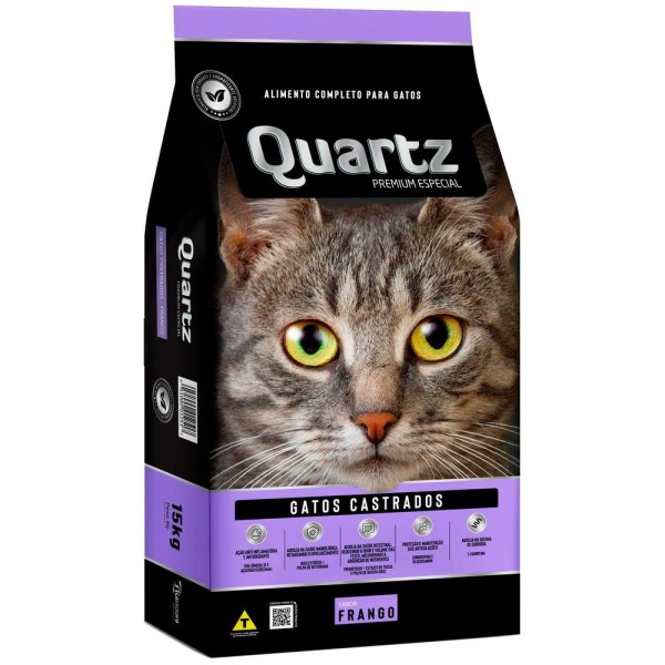 Encontraproduto.com.br - Ração Quartz Gato Castrado Frango 10,1kg (MP)