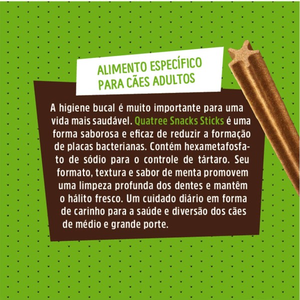 Encontraproduto.com.br - Snack Quatree Sticks Para Cães Raças Médias e Grandes Menta