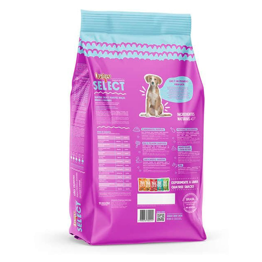 Encontraproduto.com.br - Ração Quatree Select Cães Filhotes Raças Médias e Grandes Frango e Arroz