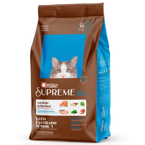 Encontraproduto.com.br - Raçao Quatree Supreme Gatos Castrados Senior 7+