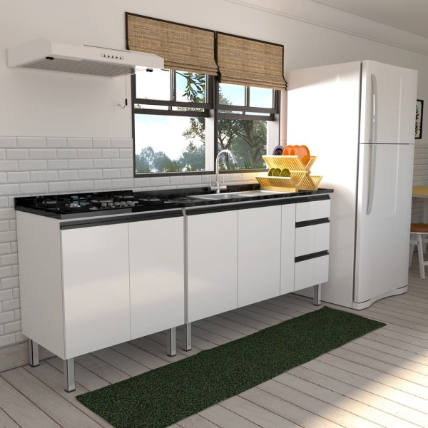 Encontraproduto.com.br - Balcão Cooktop Cozinha Aço Sem Tampo Gaia 77X91X53 Branco Cozimax
