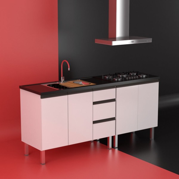 Encontraproduto.com.br - Balcão Cooktop Cozinha Aço Sem Tampo Gaia 77X91X53 Branco Cozimax