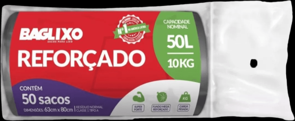 Encontraproduto.com.br - Saco Para Lixo Baglixo Reforçado Preto 50 Litros Rolo 50 Unidades