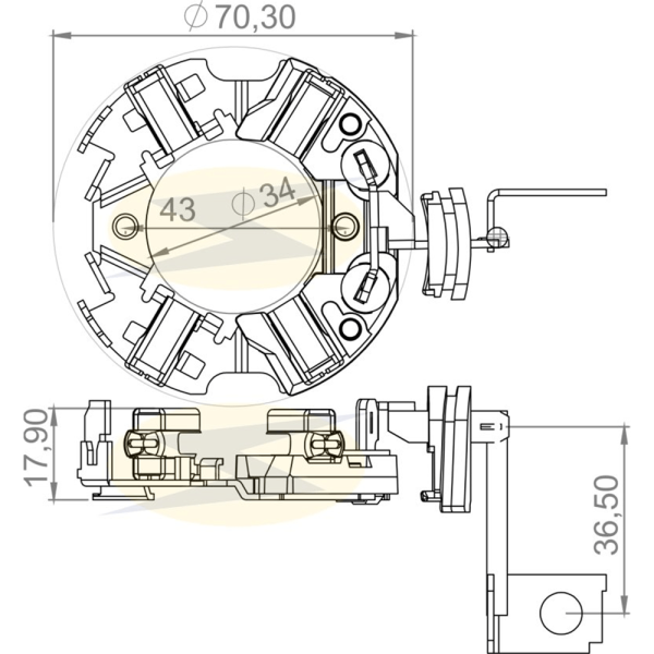 Encontraproduto.com.br - Porta Escovas Motor Partida Astra Kadett Tempra Gol Xsara