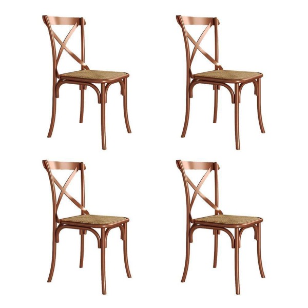 Encontraproduto.com.br - Jogo De Mesa Eiffel Tampo Madeira Branco 4 Cadeiras Marrom