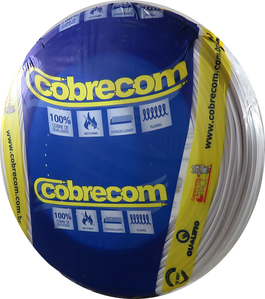 Encontraproduto.com.br - Cabo Flexível 1,5mm² 750V Branco Cobrecom 100 Metros
