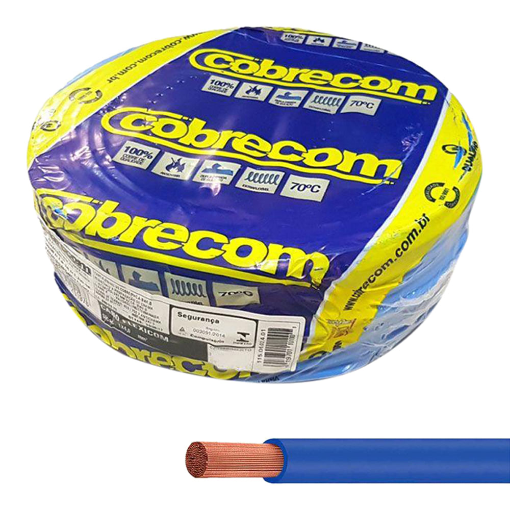 Encontraproduto.com.br - Cabo Flexível 4mm² 750V Azul Cobrecom 100  Metros