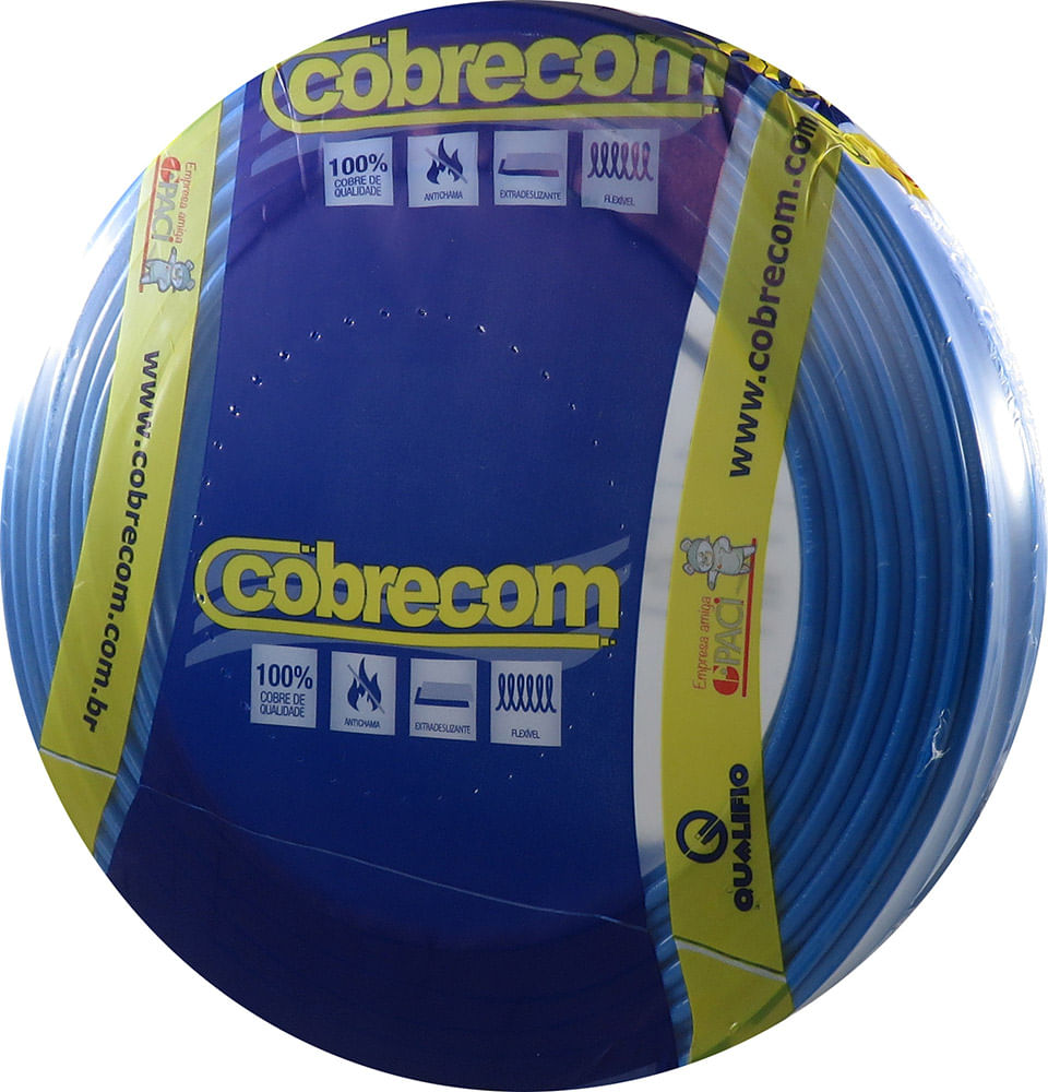 Encontraproduto.com.br - Cabo Flexível 4mm² 750V Azul Cobrecom 100  Metros