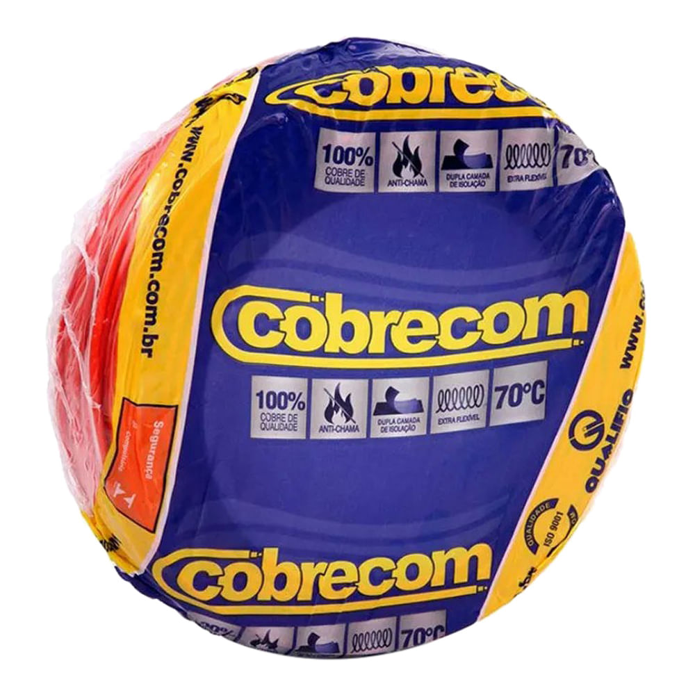 Encontraproduto.com.br - Cabo Flexível 4mm² 750V Vermelho Cobrecom 100  Metros