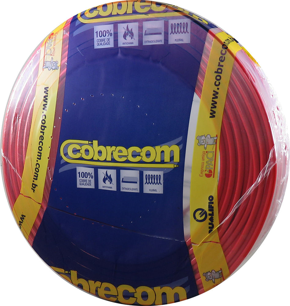 Encontraproduto.com.br - Cabo Flexível 4mm² 750V Vermelho Cobrecom 100  Metros