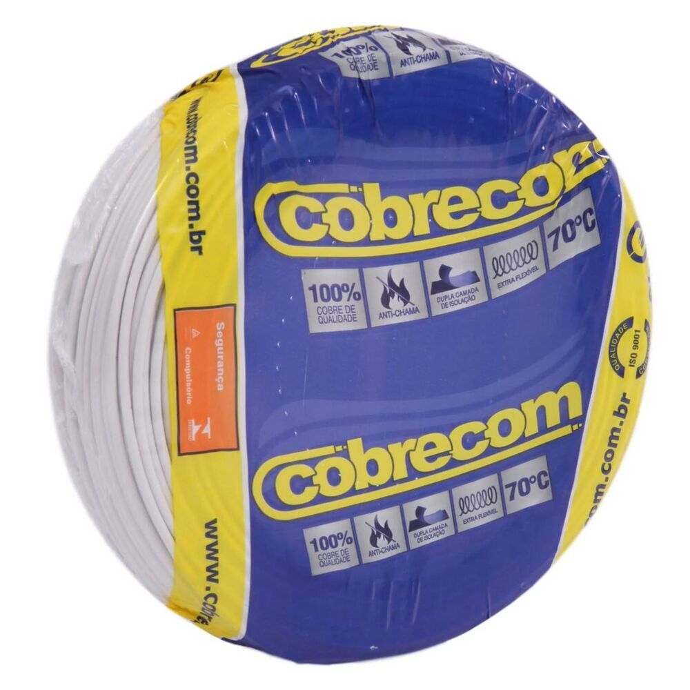 Encontraproduto.com.br - Cabo Flexível Cobrecom 6mm x 100m Rolo 750V Branco (Emb. contém 1un.)