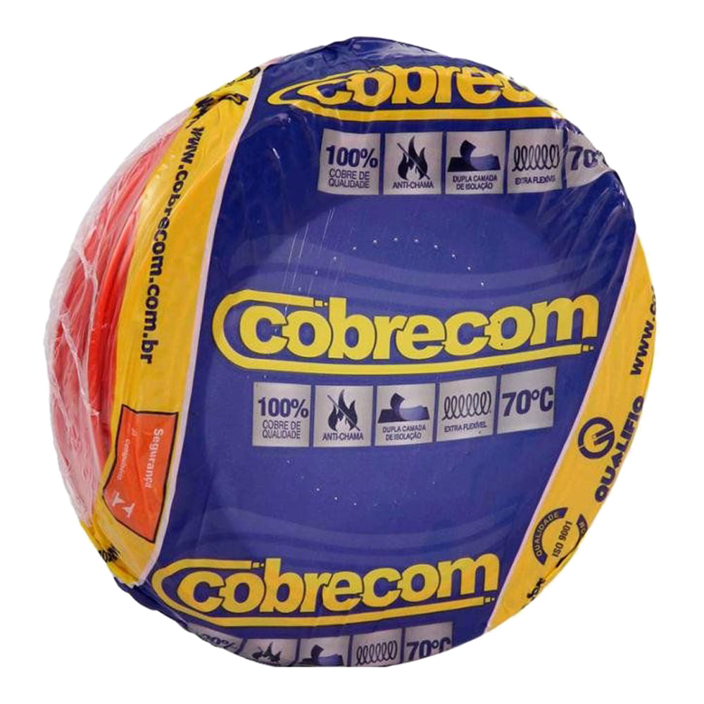 Encontraproduto.com.br - Cabo Flexível 6mm² 750V Vermelho Cobrecom 100  Metros