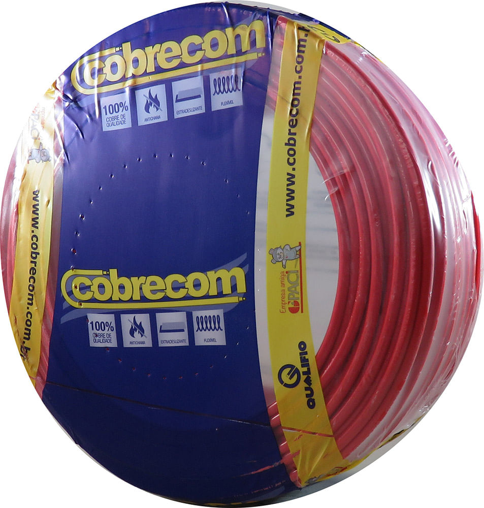 Encontraproduto.com.br - Cabo Flexível 6mm² 750V Vermelho Cobrecom 100  Metros