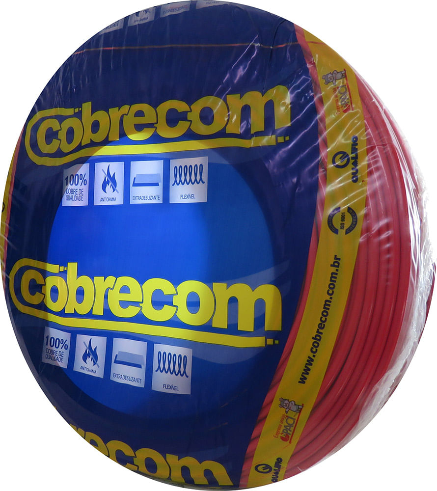 Encontraproduto.com.br - Cabo Flexível 10MM 100 Metros 750V Vermelho Cobrecom Fios