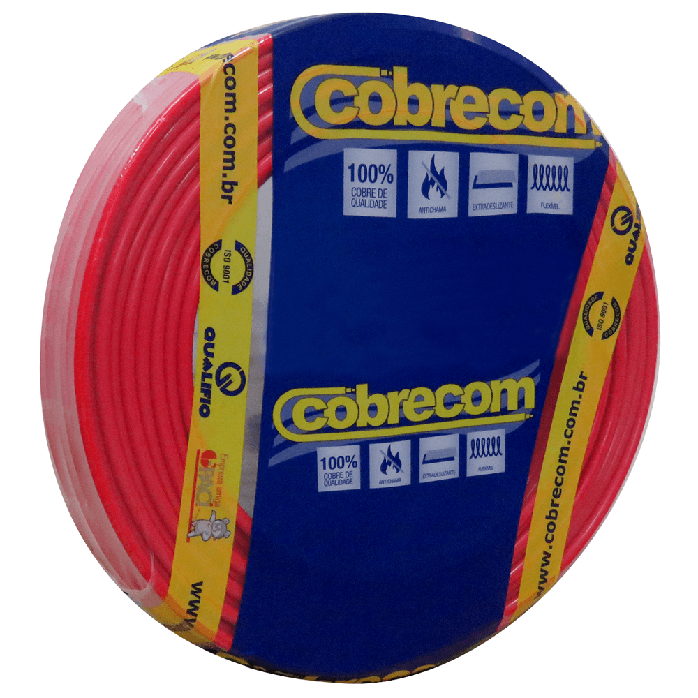 Encontraproduto.com.br - Cabo Flexível 10MM 100 Metros 750V Vermelho Cobrecom Fios
