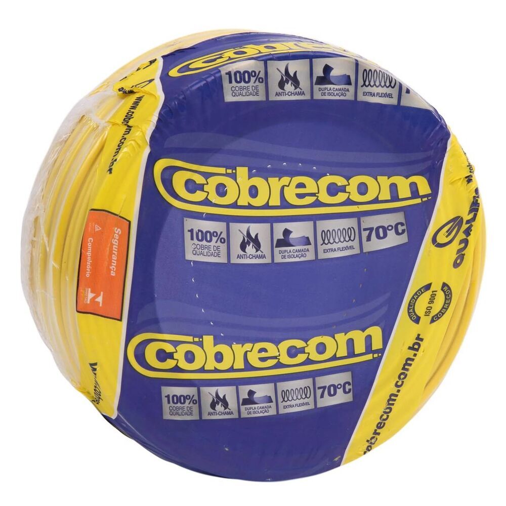 Encontraproduto.com.br - Cabo Flexível 2,5MM 50 Metros 750V Amarelo Cobrecom Fios