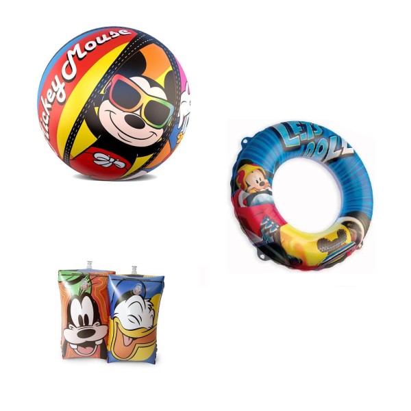 Encontraproduto.com.br - Kit Diversão Boia Circular Boia de Braço e Bola Mickey